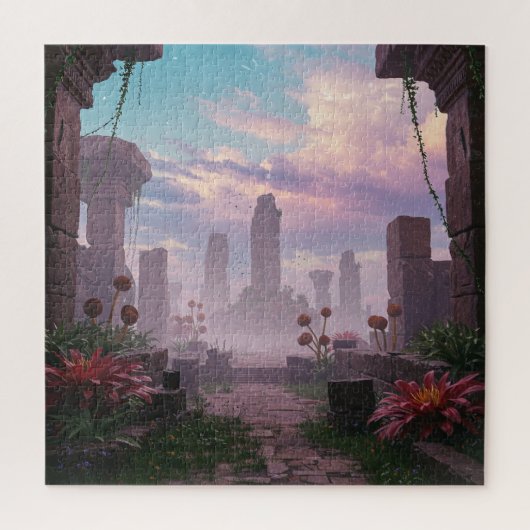 Bloeiende Mystic Garden bij Mystic Temple Legpuzzel (Verticaal)