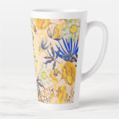 Bloeiende mystieke bloemenmonogram Beige Latte Mok (Rechts)