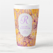 Bloeiende mystieke bloemenmonogram bruin latte Mok (Voorkant)