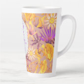 Bloeiende mystieke bloemenmonogram bruin latte Mok (Rechts)