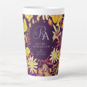 Bloeiende mystieke bloemenmonogram bruin latte Mok (Voorkant)