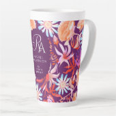 Bloeiende mystieke bloemenmonogram latte Mok (Rechterhoek)