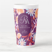 Bloeiende mystieke bloemenmonogram latte Mok (Voorkant)