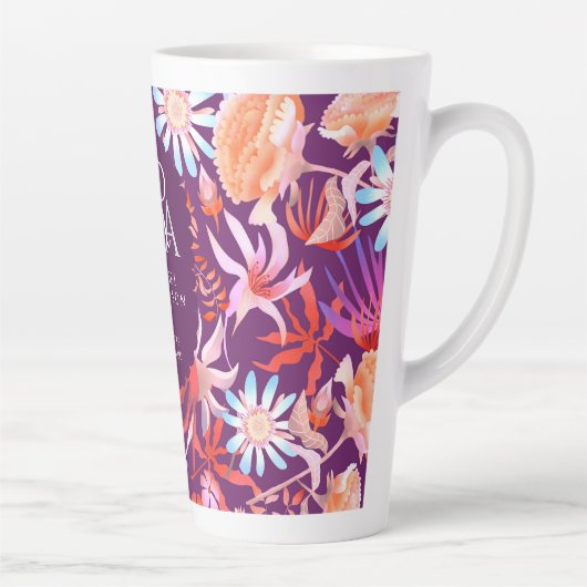 Bloeiende mystieke bloemenmonogram latte Mok (Rechts)