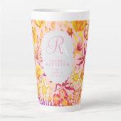Bloeiende mystieke bloemenmonogram roze latte Mok (Voorkant)