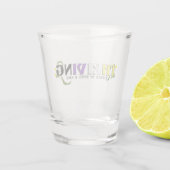 Bloeiende non-binaire trots shot glas (Achterkant)