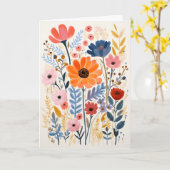 Bloeiende optillende wilde bloem gevouwen Kaart (Gele Bloem)