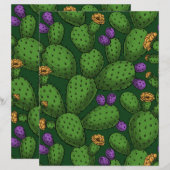 Bloeiende opuntia op donkergroen (Voorkant / Achterkant)