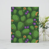 Bloeiende opuntia op donkergroen (Staand voorkant)
