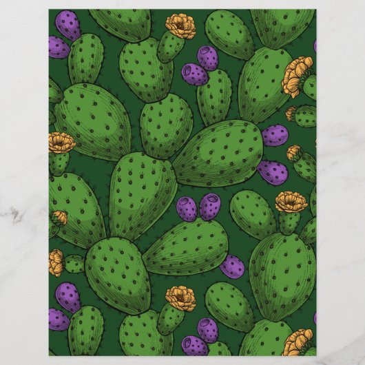 Bloeiende opuntia op donkergroen (Voorkant)