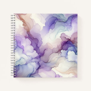 Bloeiende Orchidee Paarse Waterverf Abstracte Kuns Notitieboek