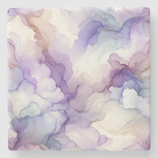 Bloeiende Orchidee Paarse Waterverf Abstracte Kuns Stenen Onderzetter (Voorkant)