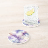 Bloeiende Orchidee Paarse Waterverf Abstracte Kuns Zandsteen Onderzetter (Zijkant)