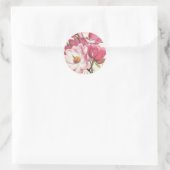 Bloeiende oude magnoliaboom, roze tuinvloeien ronde sticker (Tas)