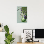 bloeiende paarse bloemen in een paasei poster (Thuiskantoor)