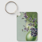  bloeiende paarse bloemen in een paasei sleutelhanger (Voorkant)