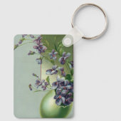  bloeiende paarse bloemen in een paasei sleutelhanger (Achterkant)