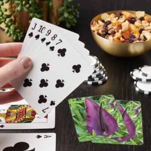 Bloeiende Paarse Dragon Lily Floral Pokerkaarten