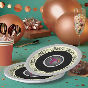 bloeiende paarse kolibrie papieren bordje