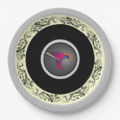 bloeiende paarse kolibrie papieren bordje (Voorkant)