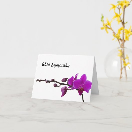 Bloeiende paarse orchideeën blanco sympathiekaart kaart (Gele Bloem)
