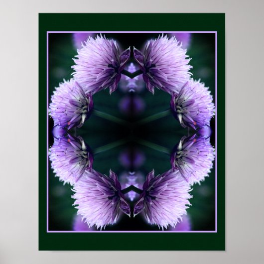 Bloeiende Paarse Scallion Allium Abstract Poster (Voorkant)