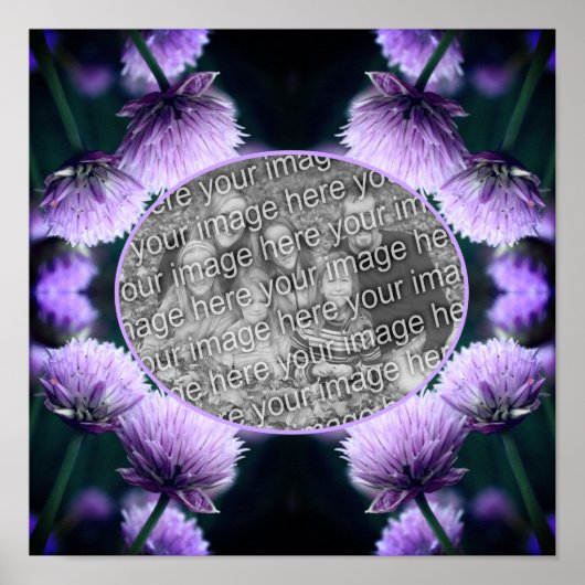 Bloeiende Paarse Scallion Lijst Voeg je eigen foto Poster (Voorkant)