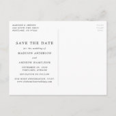 Bloeiende Paarse Script Foto Sla de datum op Aankondigingskaart (Achterkant)