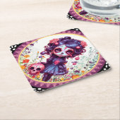 Bloeiende Paarse tuin Kartonnen Onderzetters (Schuin)