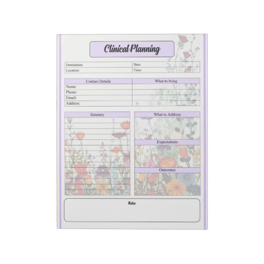 Bloeiende Paarse tuin _ Klinische planning Notitieblok (Linkerzijde)