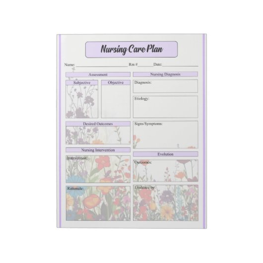 Bloeiende Paarse tuin _ Nursing Care Plan Notitieblok (Linkerzijde)