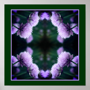 Bloeiende Paarse Ui Allium Natuur Kunst Poster