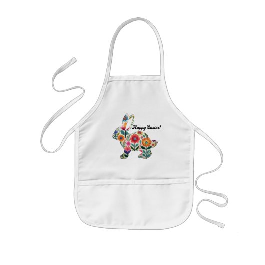 Bloeiende paashaas silhouet kinder schort (Voorkant)