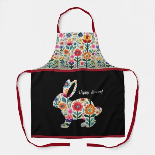 Bloeiende Pasen Bunny Silhouette  Schort (Voorkant)