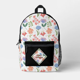 Bloeiende pastellente gepersonaliseerd bedrukte rugzak