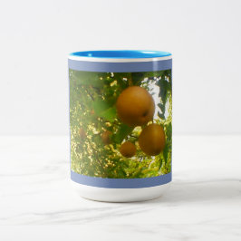 Bloeiende peren tweekleurige koffiemok