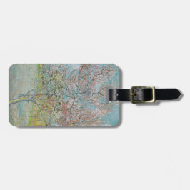 bloeiende perzikboom bagagelabel