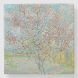 bloeiende perzikboom stenen onderzetter