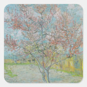 bloeiende perzikboom vierkante sticker (Voorkant)