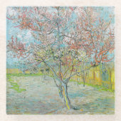 bloeiende perzikboom | Vincent van Gogh Glazen Onderzetter (Voorkant)