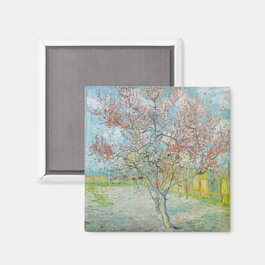 bloeiende perzikboom | Vincent van Gogh Magneet (Voorkant / Achterkant)