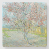 bloeiende perzikboom | Vincent van Gogh Stenen Onderzetter (Voorkant)