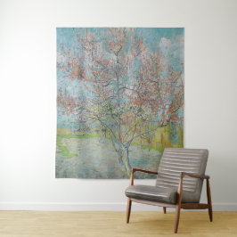 bloeiende perzikboom wandkleed