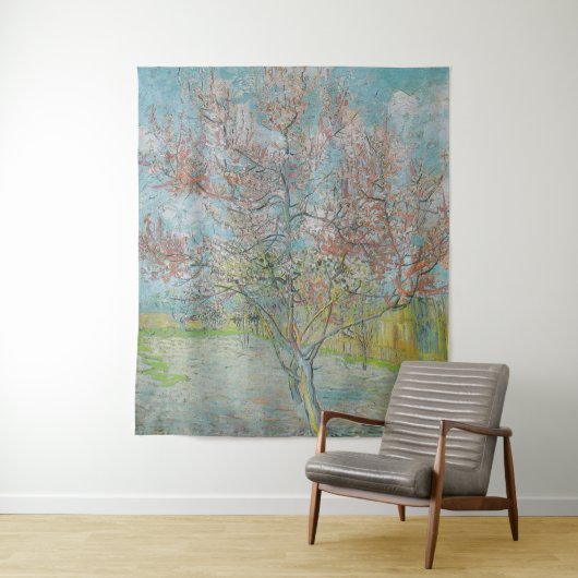 bloeiende perzikboom wandkleed (In situ)