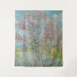 bloeiende perzikboom wandkleed