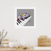 Bloeiende Piano – Minimale Bloemrijke Muziek Poster (Keuken)