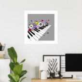 Bloeiende Piano – Minimale Bloemrijke Muziek Poster (Thuiskantoor)