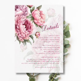 Bloeiende Pioen Botanische Romantische Kunst Detai Informatiekaartje