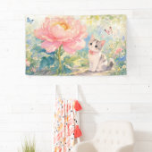 Bloeiende Pioen Kitten Spandoek (Insitu)
