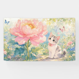 Bloeiende Pioen Kitten Spandoek